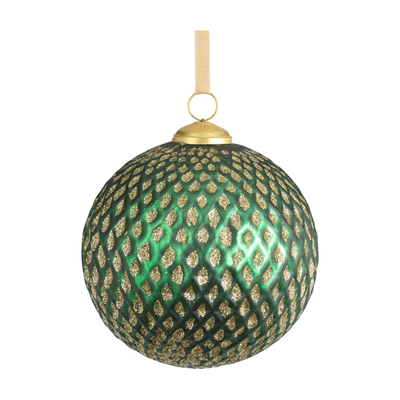 Green Beehive Glass Ornament - Large