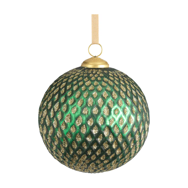 Green Beehive Glass Ornament - Large