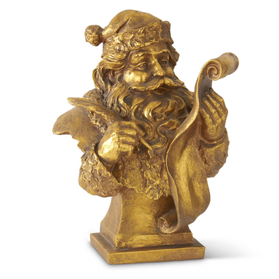 Gold Resin Santa Holding List Bust