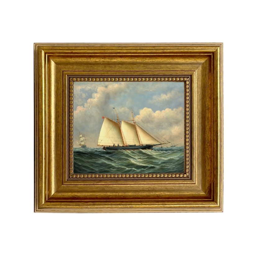 Schooner Dauntless and Man-Of-War America's Cup Oil Painting