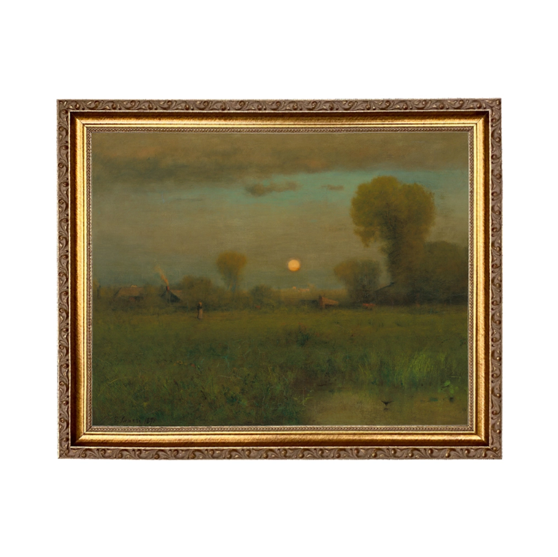 Harvest Moon Country Landscape Oil Painting Print On Canvas - 11