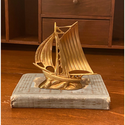 4.75" Antiqued Brass Sloop Sailboat Paperweight