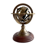 5.25" Antiqued Brass Desk Armillary with Zodiac