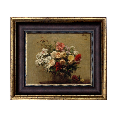 Summer Flowers Framed Oil Painting Print On Canvas - 8" x 10"