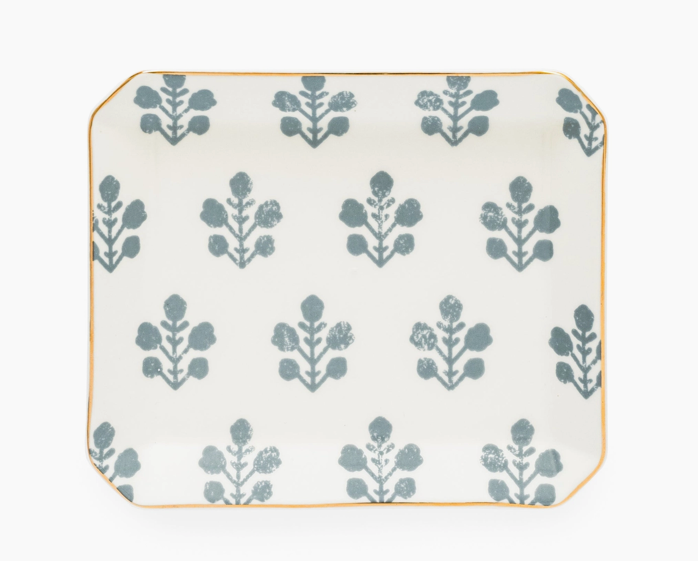 Dusty Blue Floral Trinket Tray