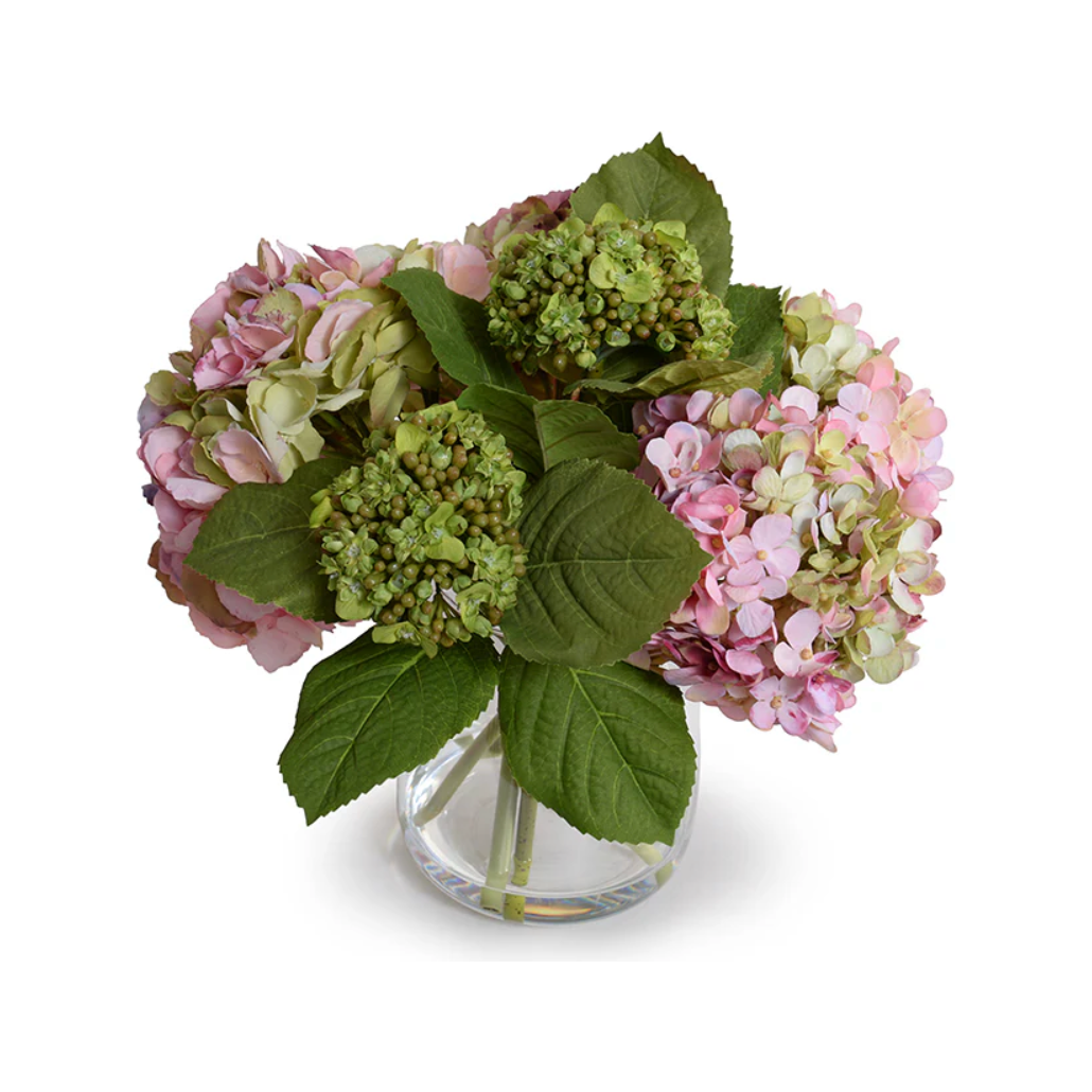 Pink Hydrangea Arrangement in Glass 12