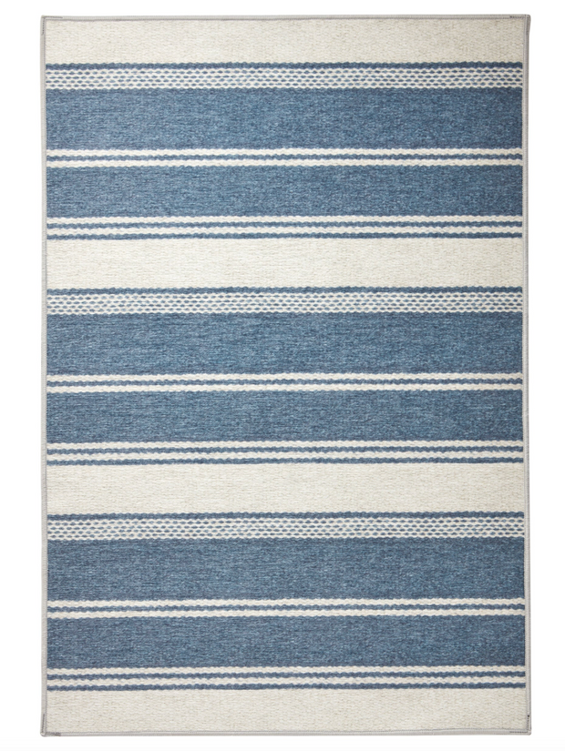 Bowman Stripe Blue Washable Rug