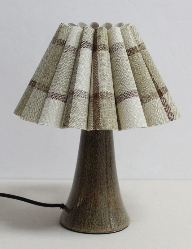 Scalloped Khaki Plaid Mini Lamp