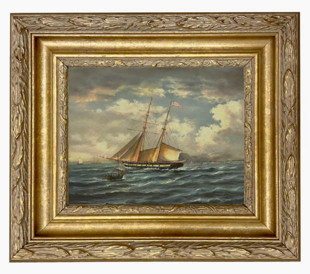 American Privateer Topaz Framed Oil Painting Print on Canvas