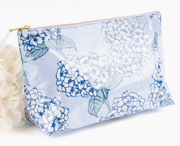 Hydrangea Stem Clear Coated Travel Cosmetic Case