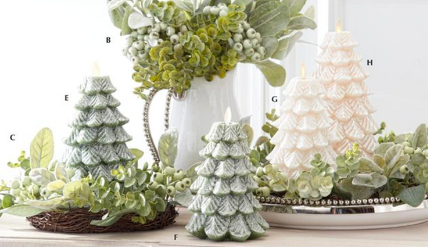 Green Wax Snowy Tree Luminara Indoor Candle