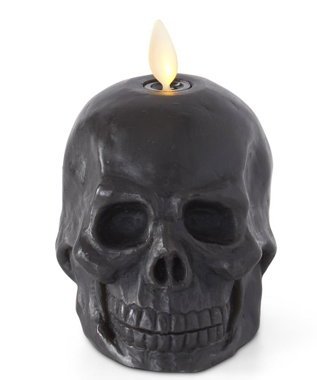 Black Wax Skull Luminara Indoor Candle
