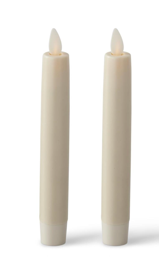 S/2 - Ivory Wax Luminara Indoor Taper Candles