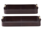 Brown Leather Trays with Gold Handles
