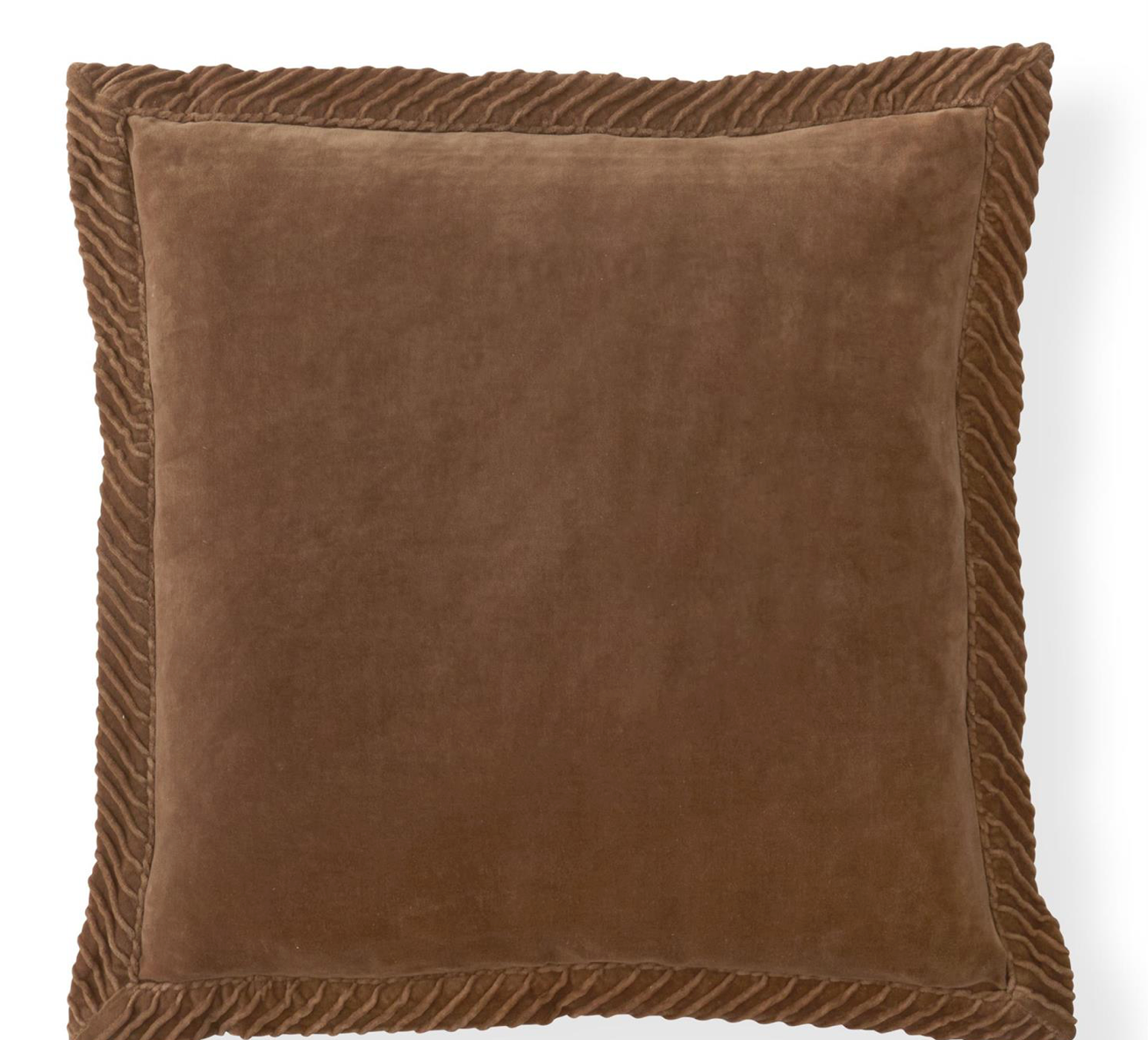 20 inch Cotton Velvet Brown Pillow w/ Flange