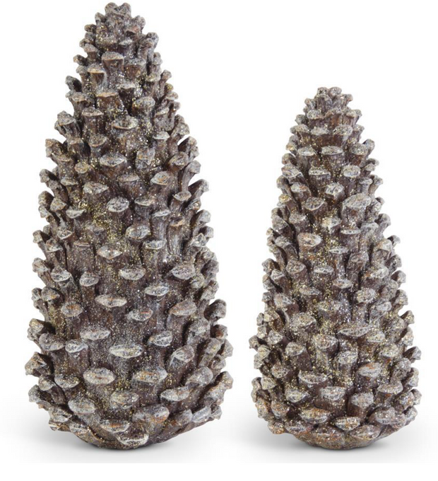 Glittered Brown Standing Pinecone