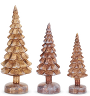 Frosted Copper LED Mercury Glass Tree on Pedestal w/Timers