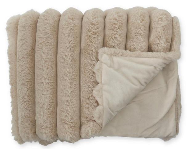 60 inch Tan Vegan Fur Blanket