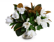Magnolia & Gardenia Arrangment in Crystal Vase- 13"H