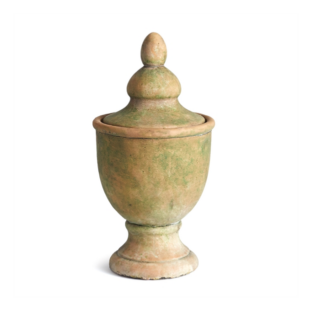 Weathered Garden Lidded Urn - Small