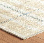 Hallie Plaid Khaki Machine Washable Rug