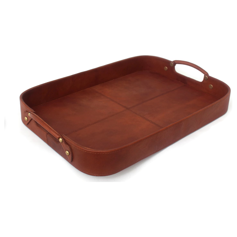 Rectangular Handmade Leather Tray - 16.5