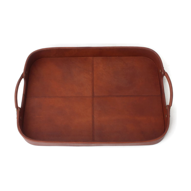 Rectangular Handmade Leather Tray - 20" x 13.5"