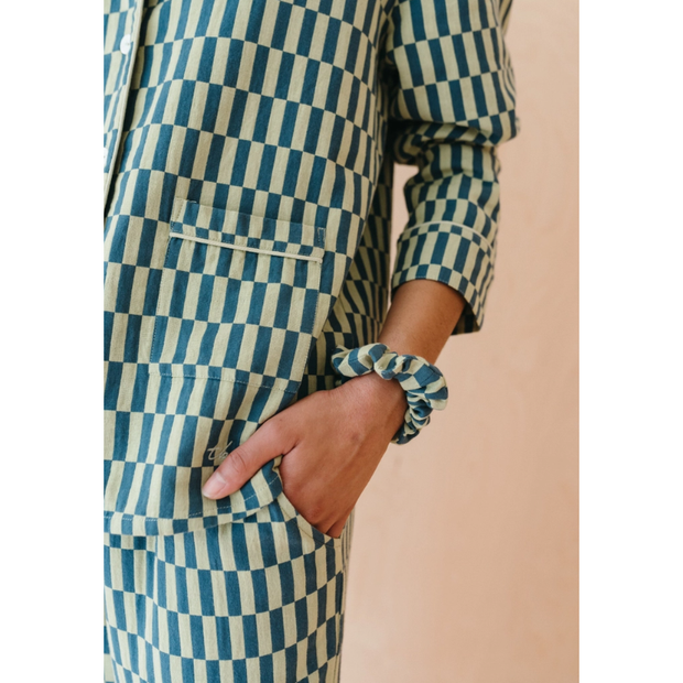 Cotton Pajamas in Green Checkerboard