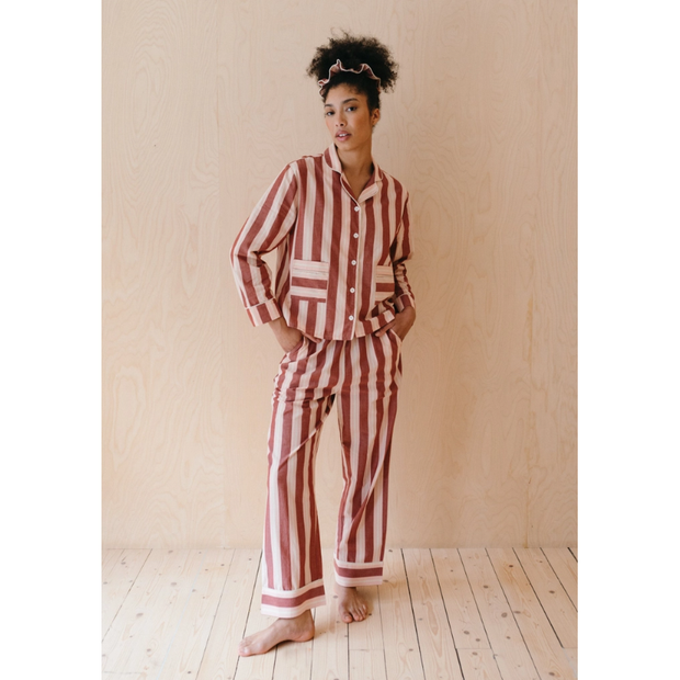 Cotton Pajamas in Red Stripe