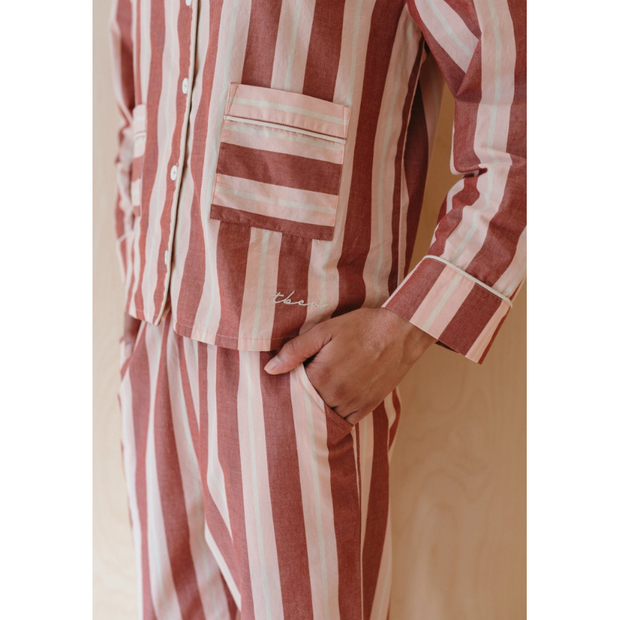 Cotton Pajamas in Red Stripe