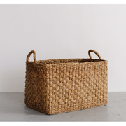 Rectangular Floor Basket with Handle - Harvest Chatai Weave