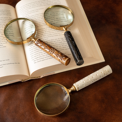 Floral Cut-Out Magnifying Glass with Horn Handle