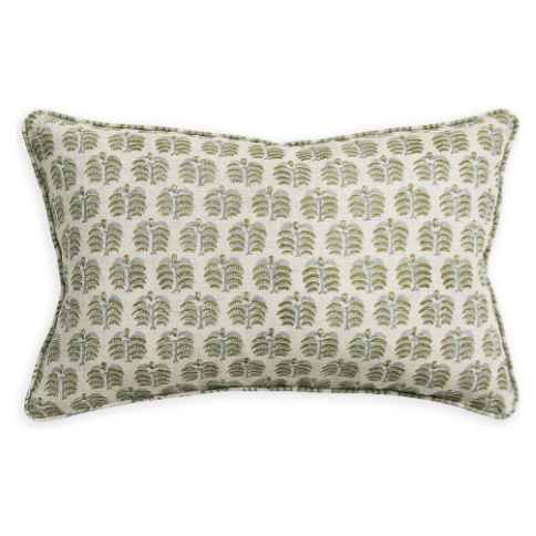 Hera Celadon Moss Linen Pillow - 14"x22"