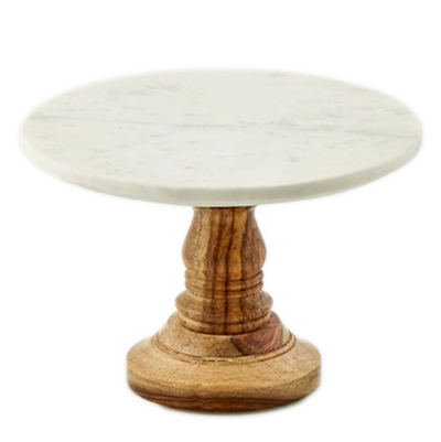 Cake Plate W/Mango Wood Stand - Medium