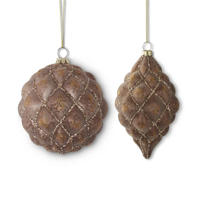 Brown Quilted Glass Ornament