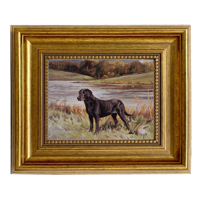 Labrador Retriever with Duck Framed Painting Print