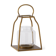 Gold Metal Trapezoid Lanterns w/Glass Hurricane