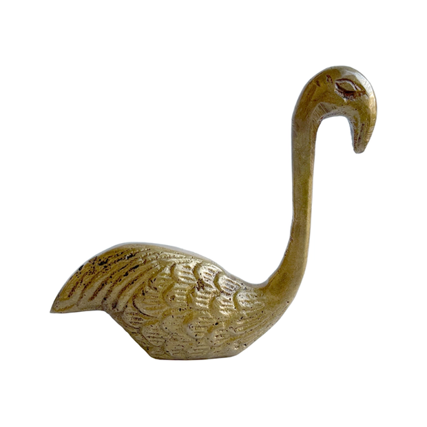 3" Antiqued Brass Flamingo Paper Weight