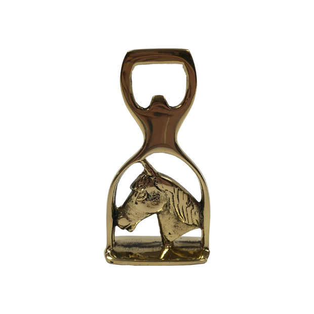 4.5" Solid Brass Horse Head and Stirrup Bottle Opener