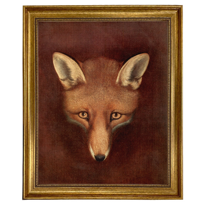 Fox Head By Reinagle Framed Oil Painting Print On Canvas - 8" x 10"