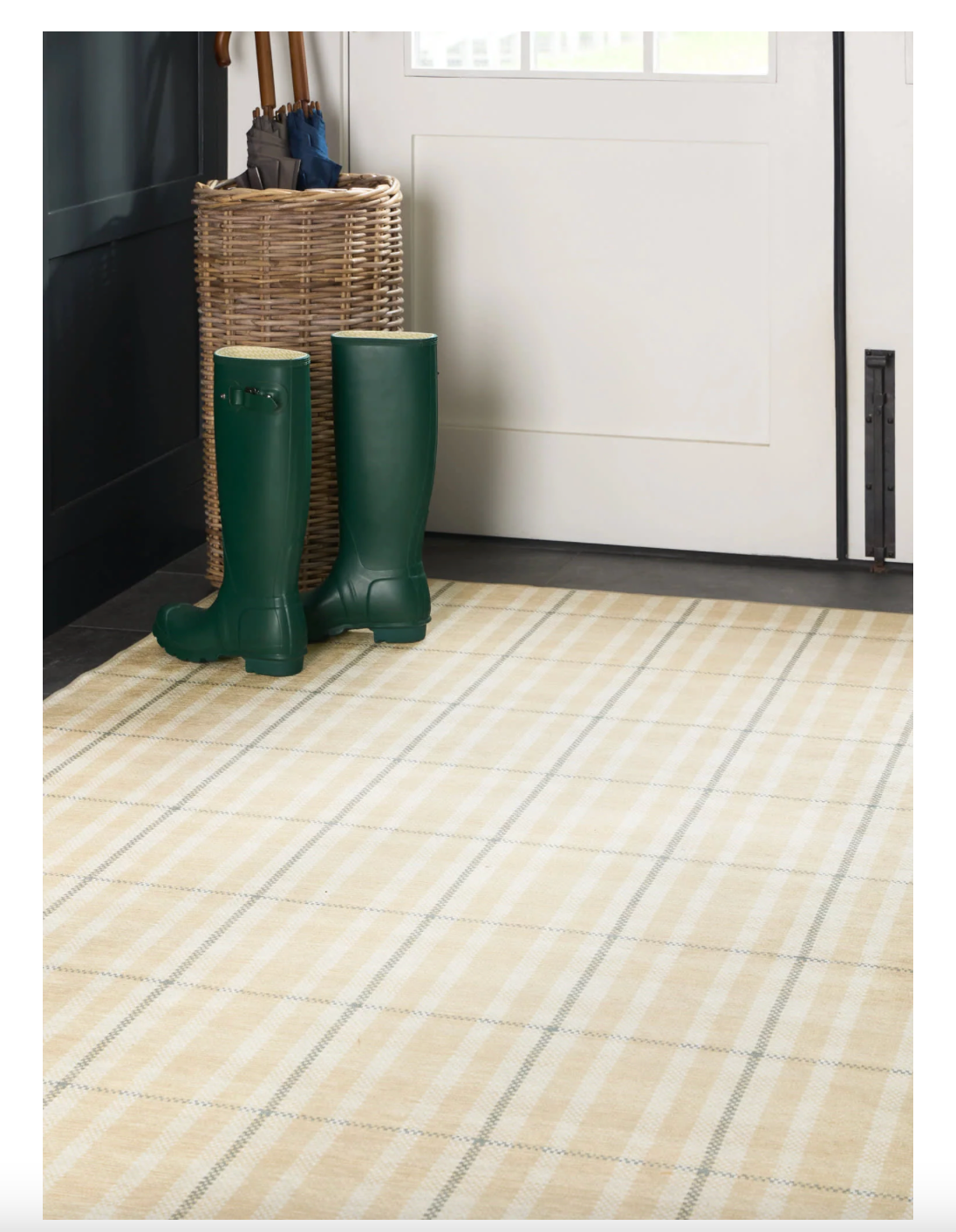 Hallie Plaid Khaki Washable Rug