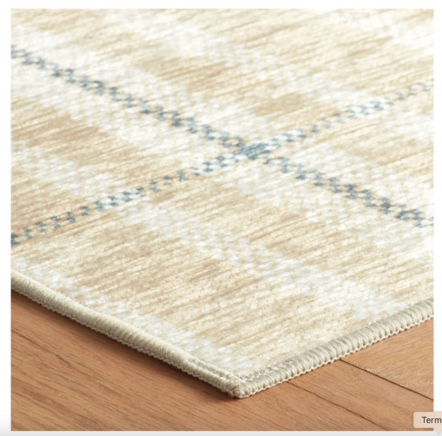 Hallie Plaid Khaki Washable Rug