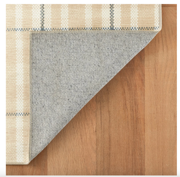 Hallie Plaid Khaki Washable Rug