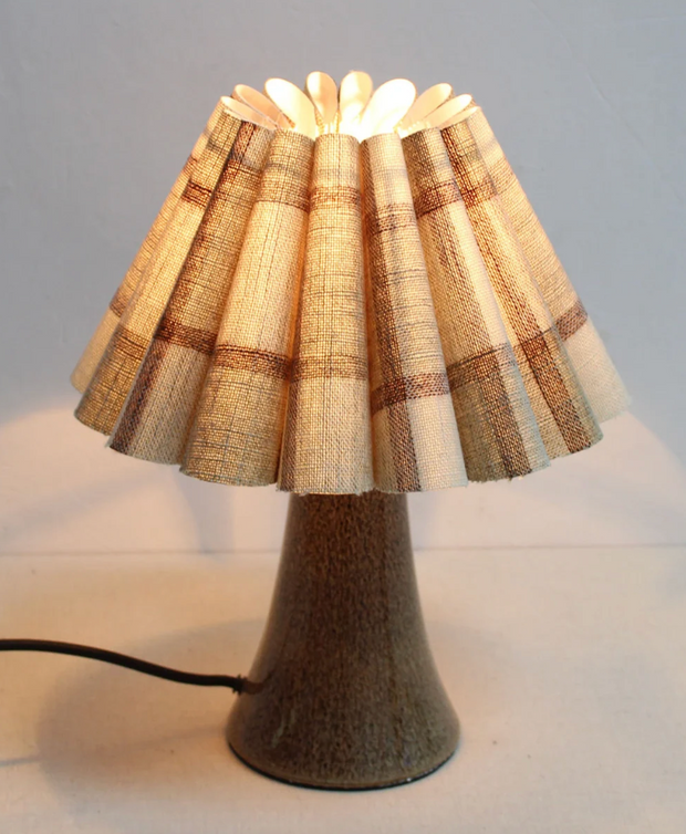 Scalloped Khaki Plaid Mini Lamp