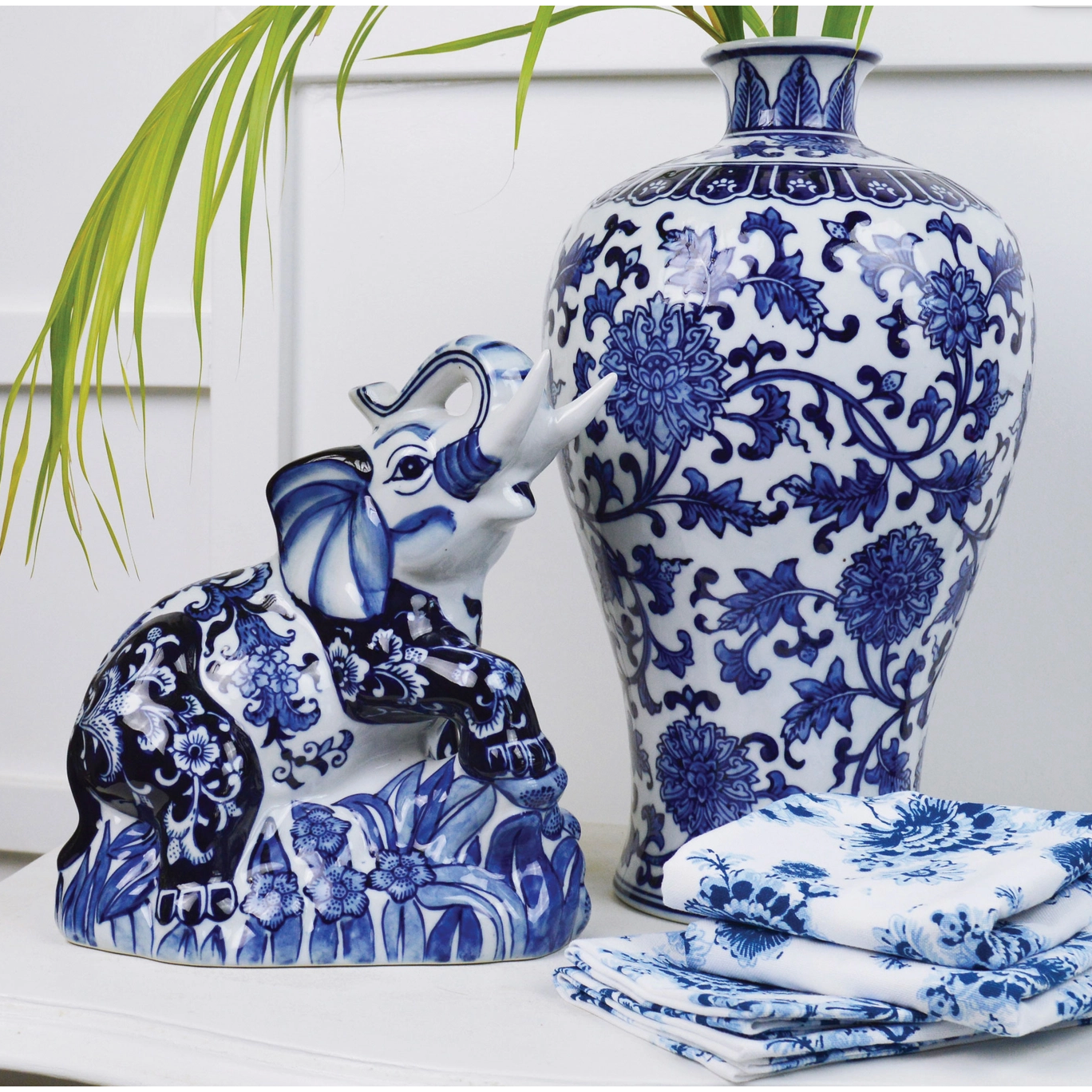 Blue Chinoiserie Decorative Elephant