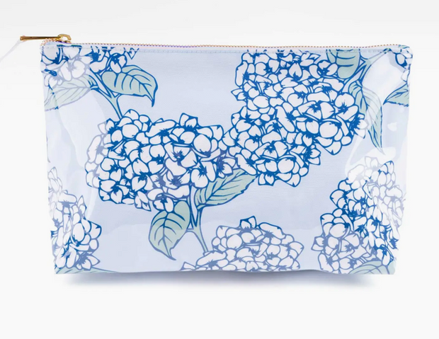 Hydrangea Stem Clear Coated Travel Cosmetic Case