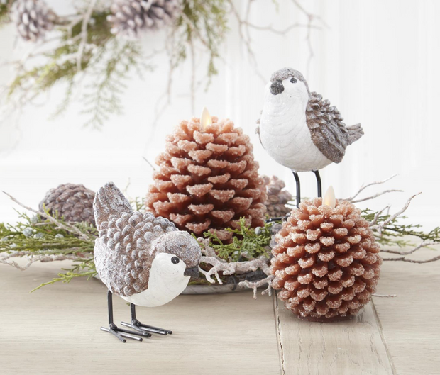 Brown Snowy Pinecone Luminara Indoor Candle