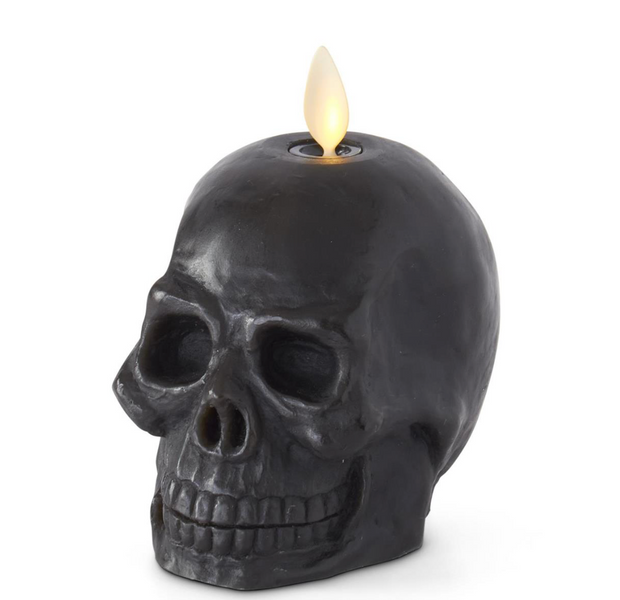 Black Wax Skull Luminara Indoor Candle