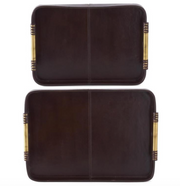 Brown Leather Trays with Gold Handles