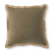 20" Square Burlap Pillow w/Jute Flange